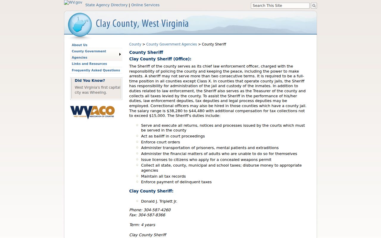 Clay County Sheriff contact source for arrest record requests