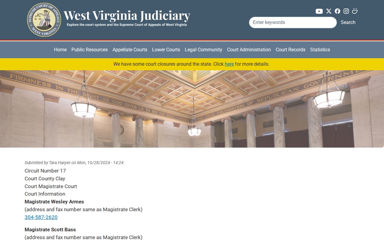 Clay County criminal case contact details for Magistrate Court