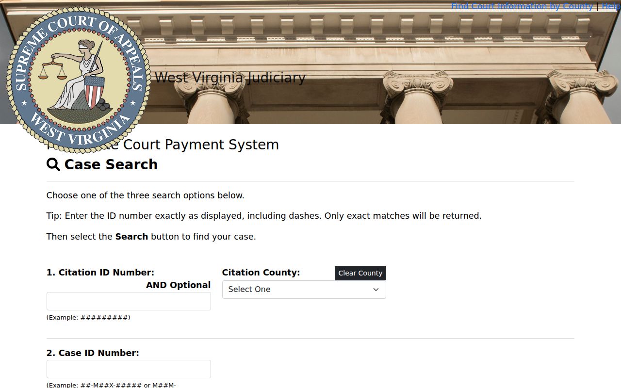 Clay County criminal court case payment search by exact identifier