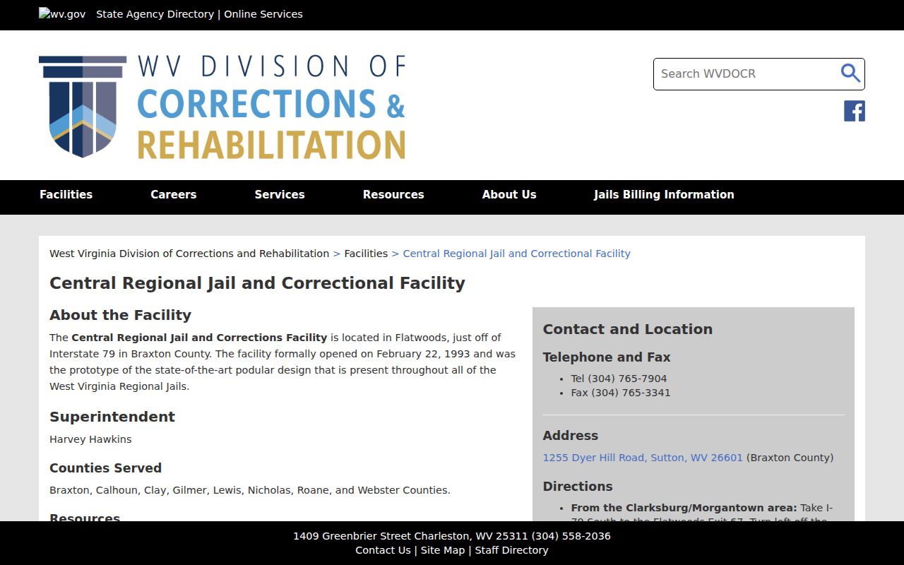 Central Regional Jail serving Town of Clay arrest records